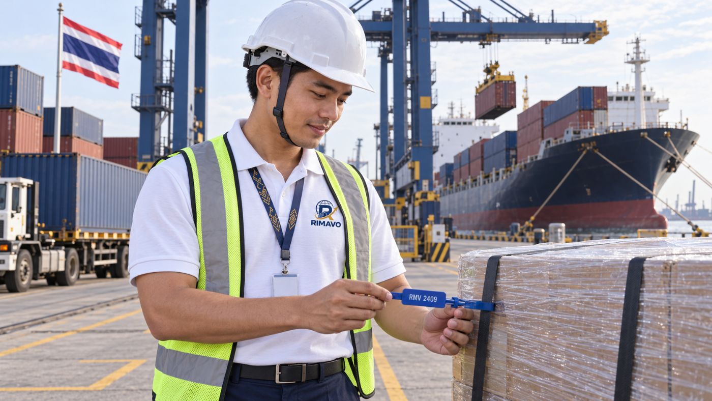 Seal applied at the port before departure